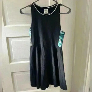 Victoria Secret PINK‎ black dress with blue tropical patterns size small